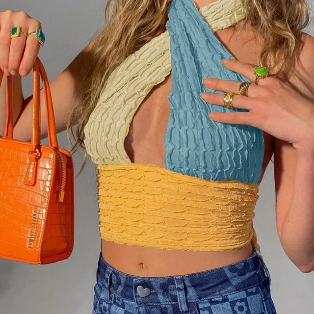 Patchwork Knit Crop Top