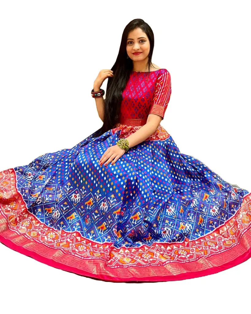 Patola Printed Designer Lehenga With Crop Top