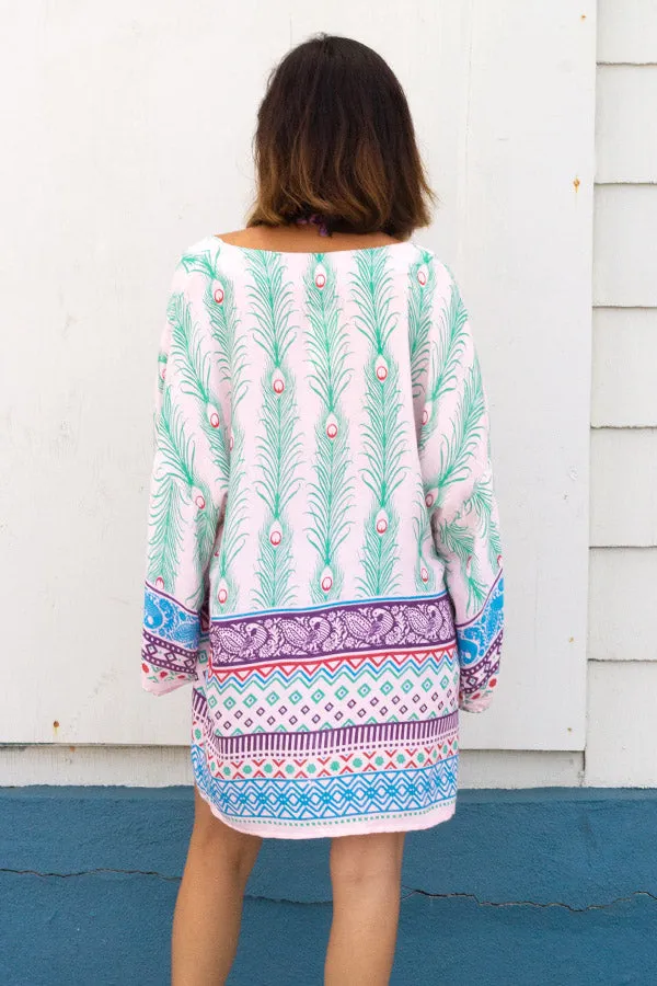 Peacock Feather Print Kimono