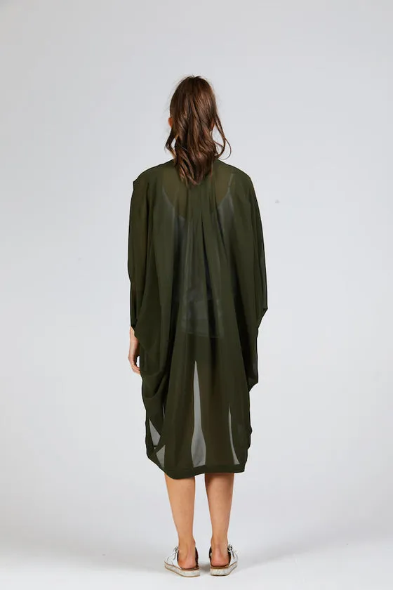 Plain Kimono Khaki Long