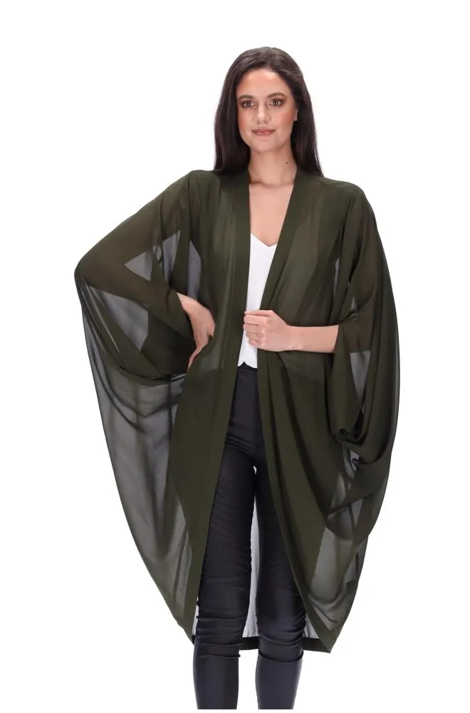 Plain Kimono Khaki Long