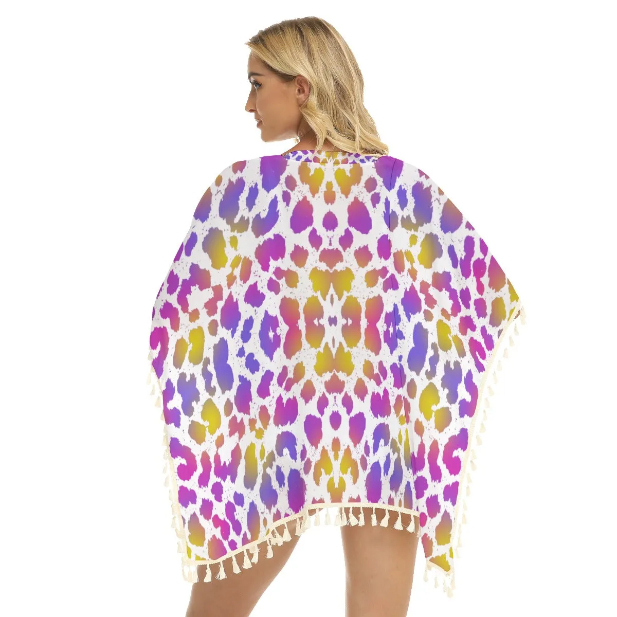 Pretty Leopard Square Fringed Shawl up to 2 XL (FWS)