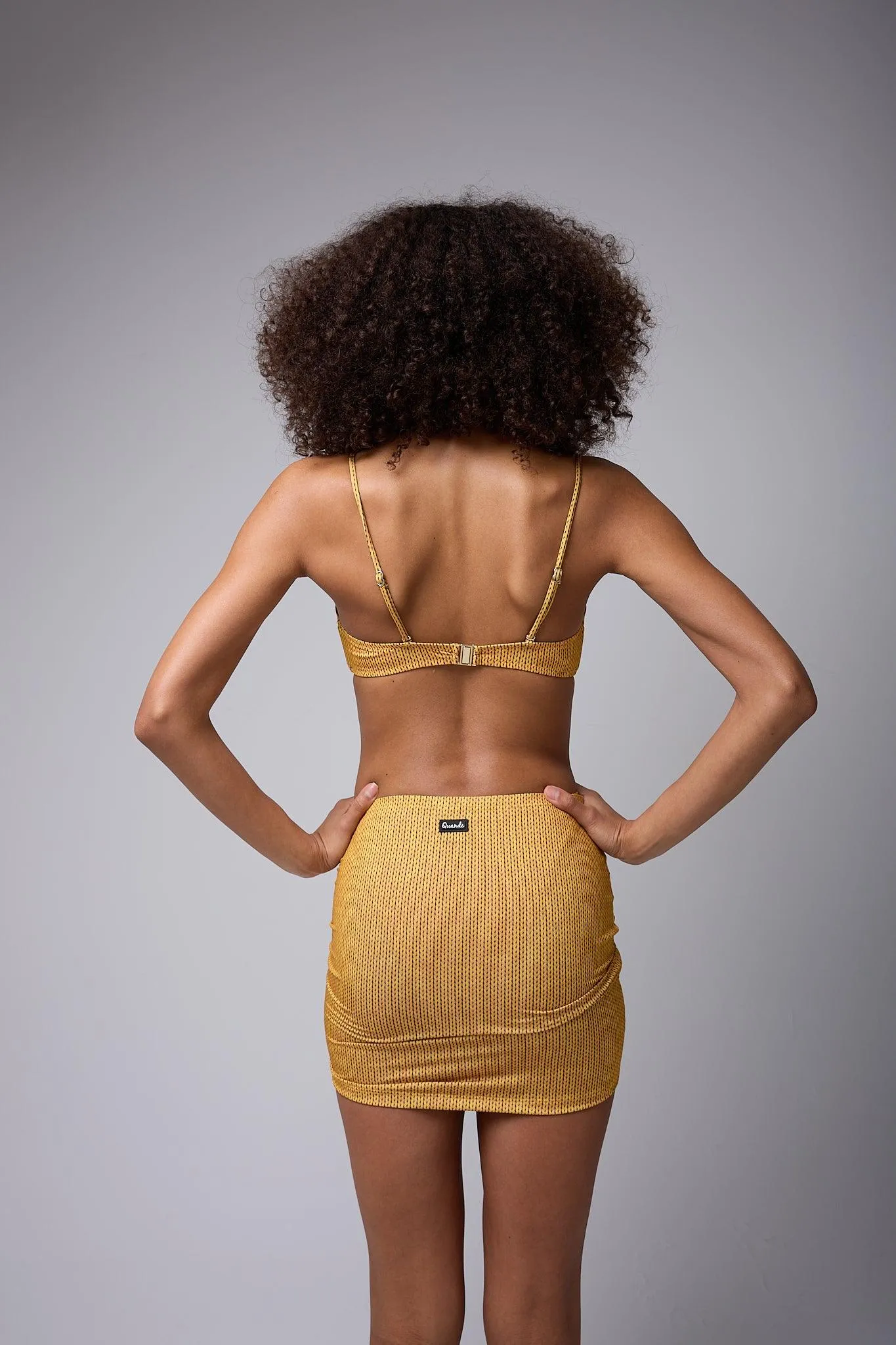 QN Shirred Mini Skirt Orange