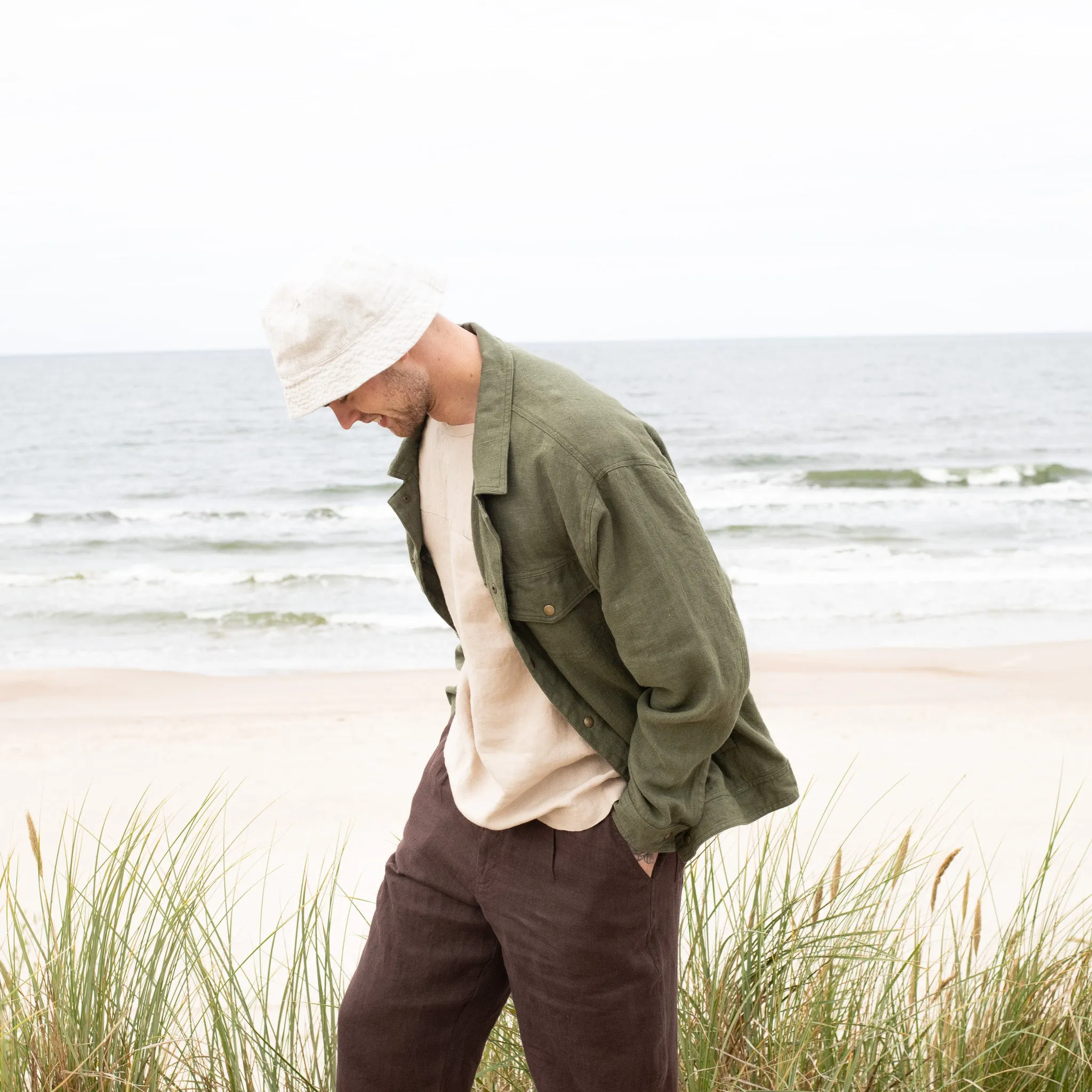 R: Men’s linen pants ALBURY in HEAVY linen (Size: S; Color: Heavy Espresso)
