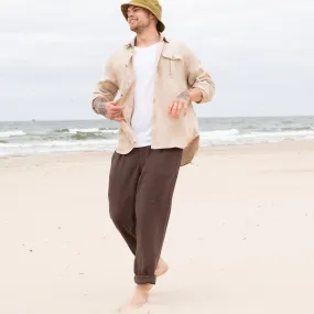 R: Men’s linen pants ALBURY in HEAVY linen (Size: S; Color: Heavy Espresso)