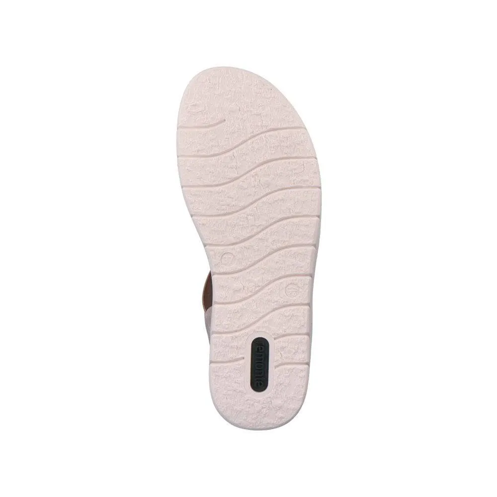 Remonte Rose Metallic Multi Pearl Decorative Front Elasticated Open Toe Comfort Sandal