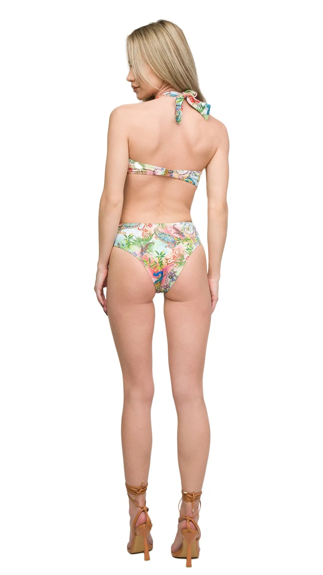 Roberto Cavalli  Floral One piece Plunge Cut Out Swimsuit-