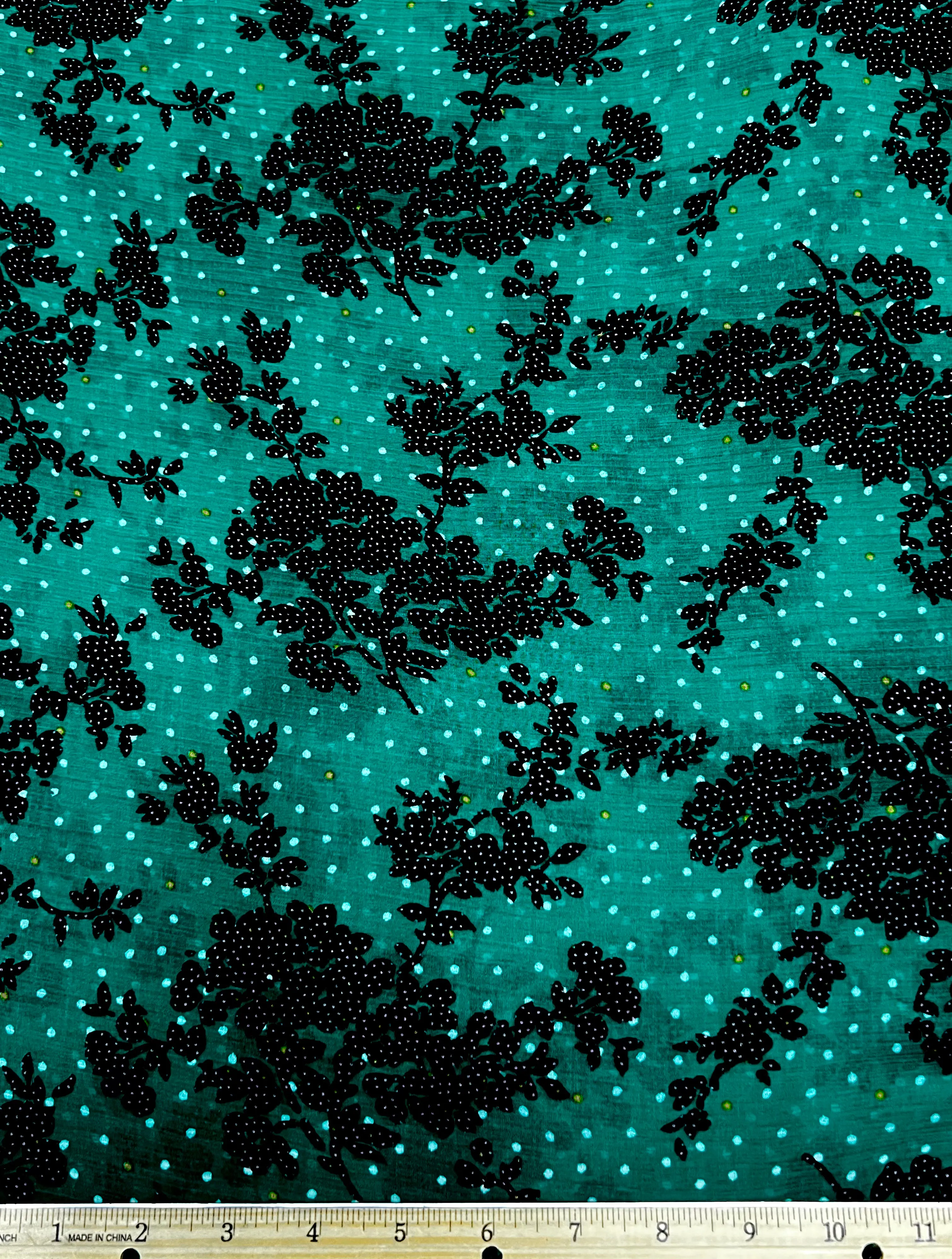 S-7636W FLORAL POLKA DOT PRINT SILK VISCOSE CREPON. ITALY