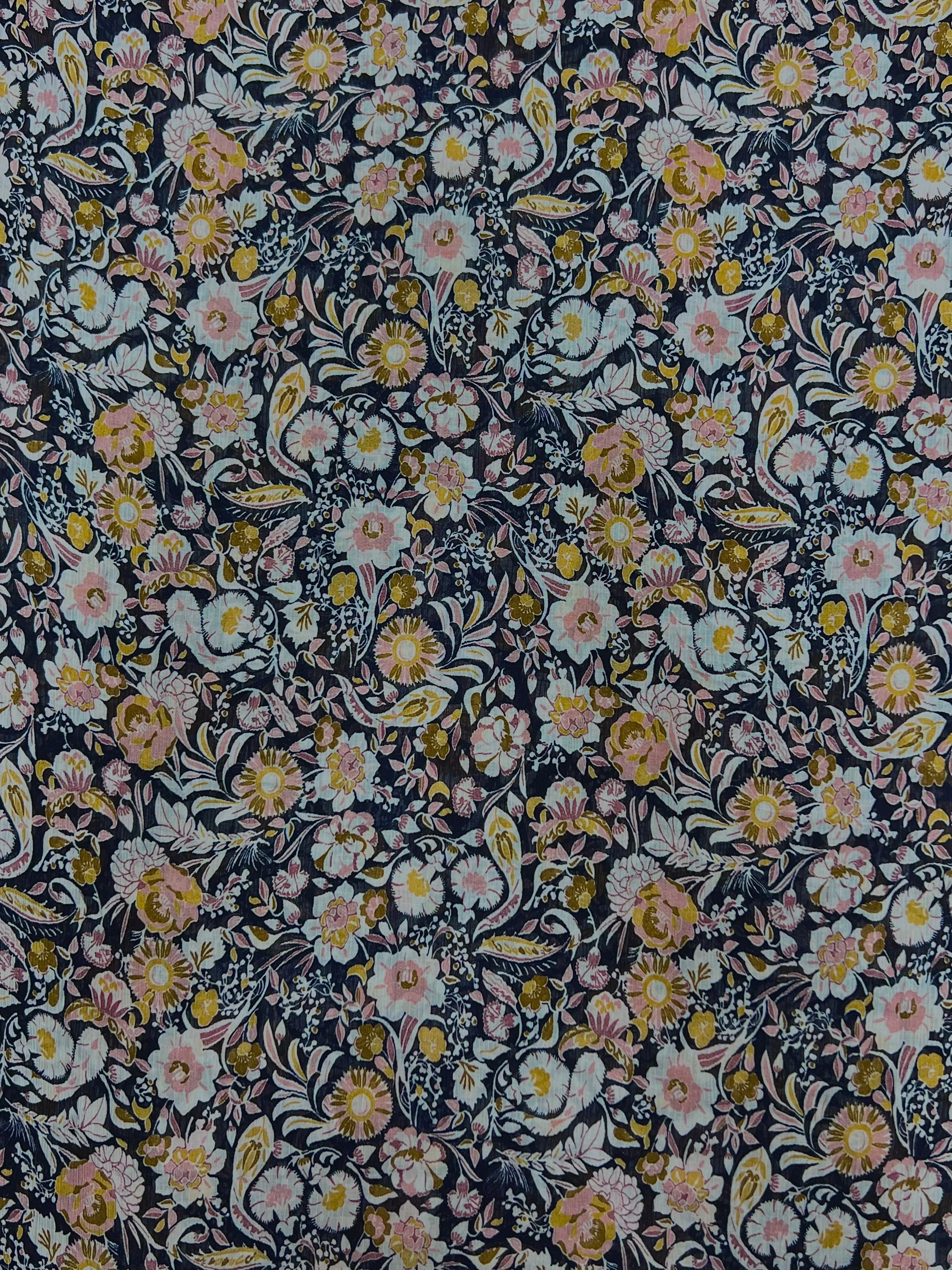 S-7638W FLORAL PRINT SILK VISCOSE CREPON. ITALY