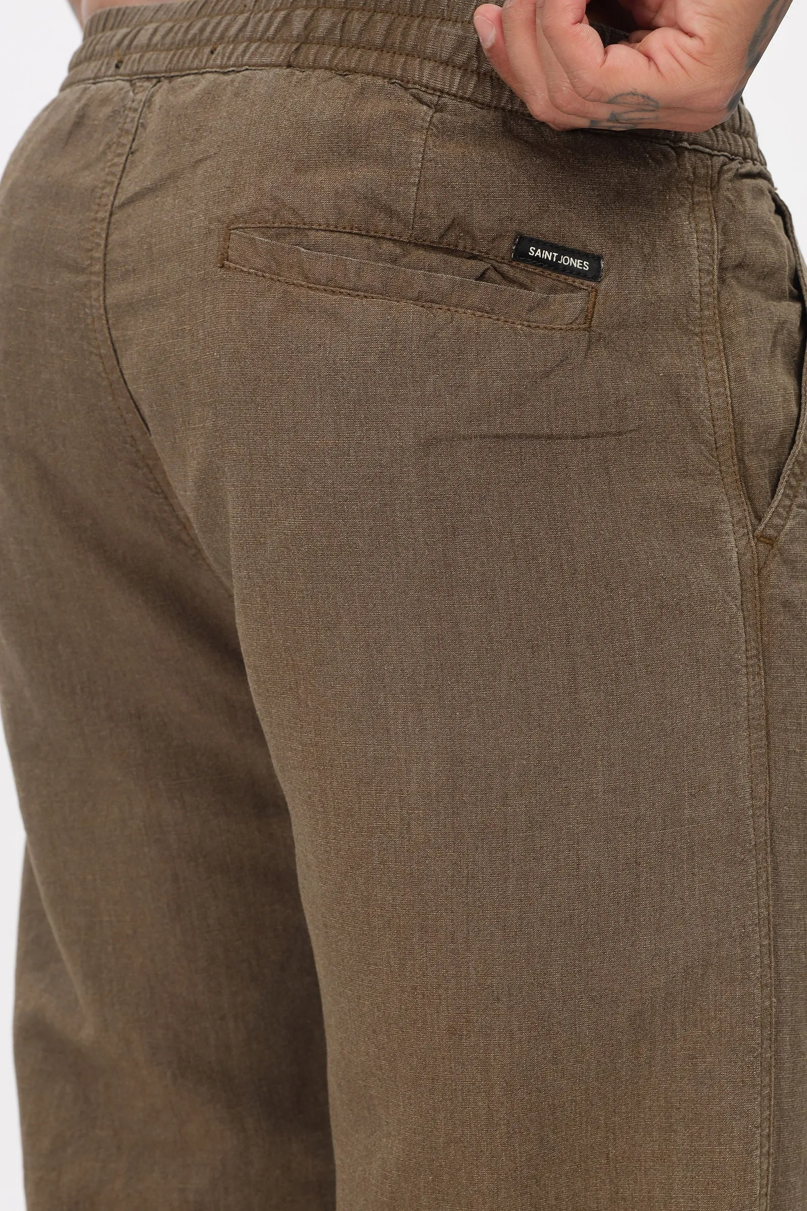 SAINTJONES-BROWN LINEN PANTS