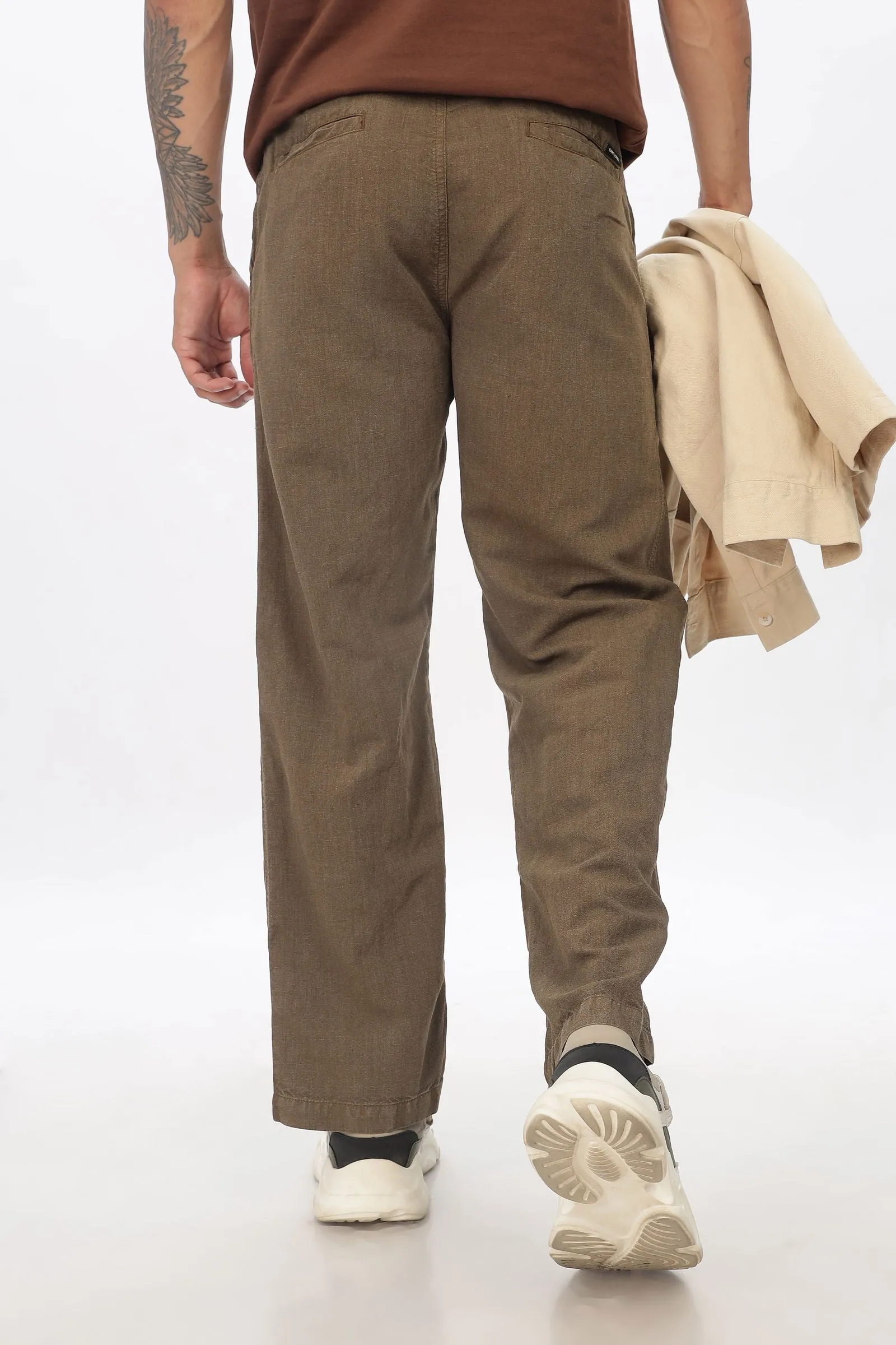SAINTJONES-BROWN LINEN PANTS