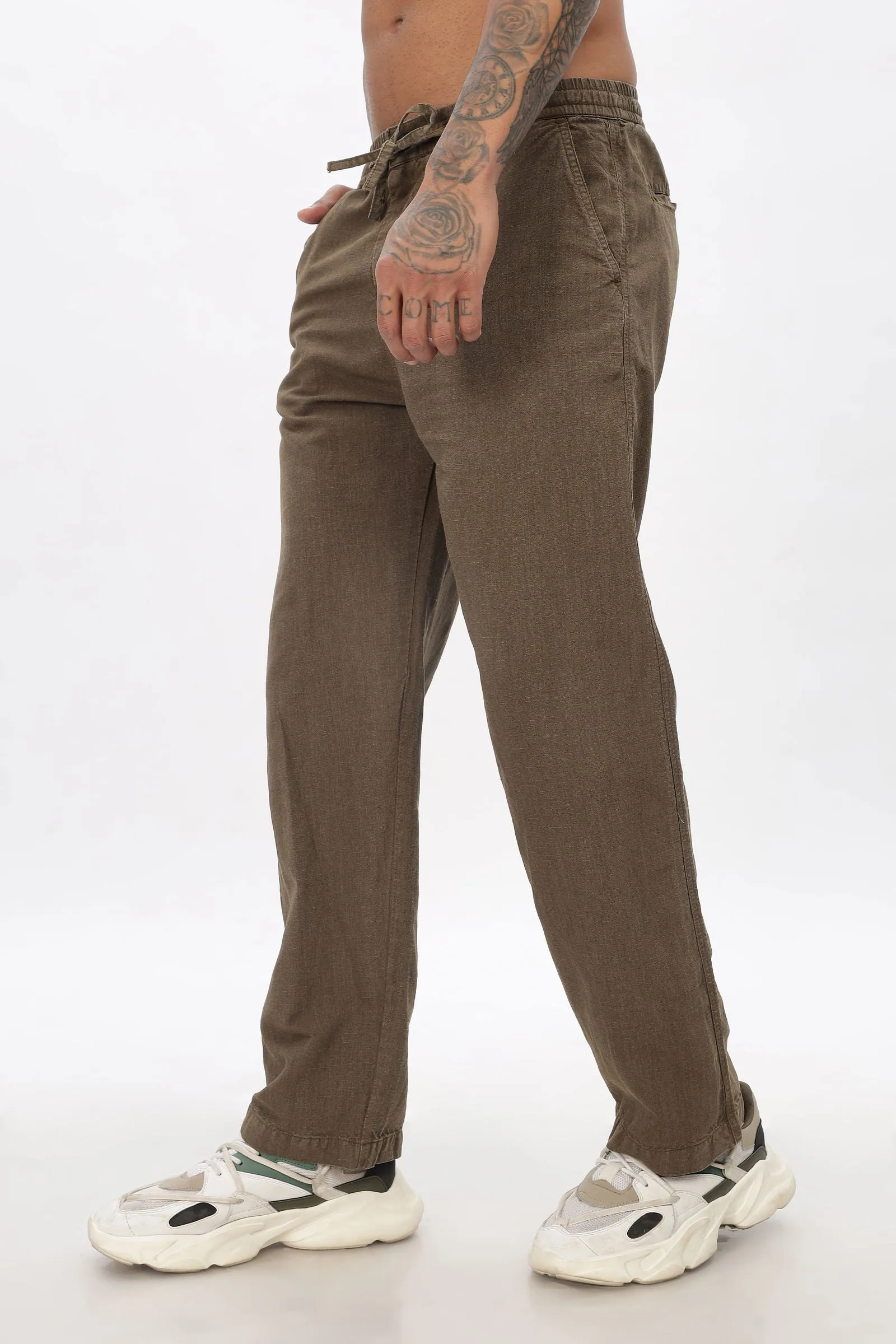 SAINTJONES-BROWN LINEN PANTS