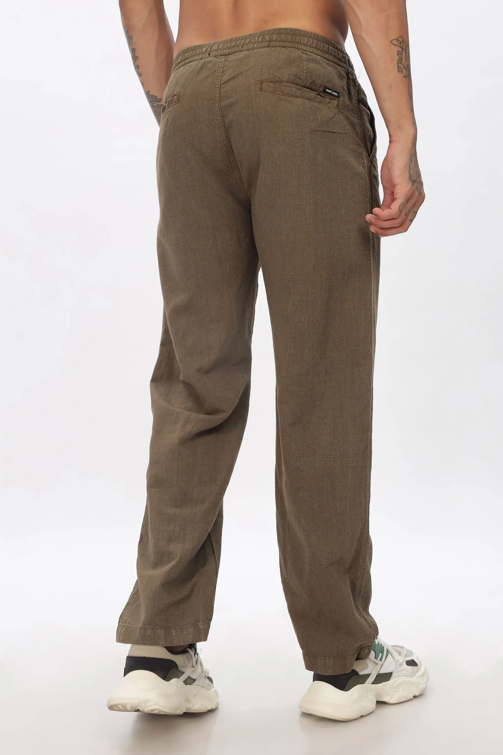 SAINTJONES-BROWN LINEN PANTS