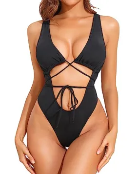 Sexy Strappy Cut Out One Piece Swimsuit