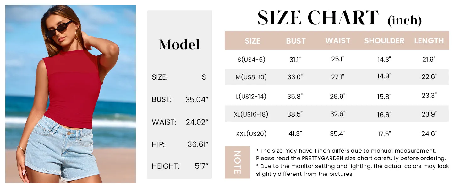Sheer Mesh Casual Sleeveless Mock Neck Ruched Slim Fitted Tank Tops