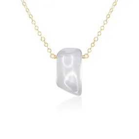 Small Smooth Clear Crystal Quartz Crystal Slab Necklace