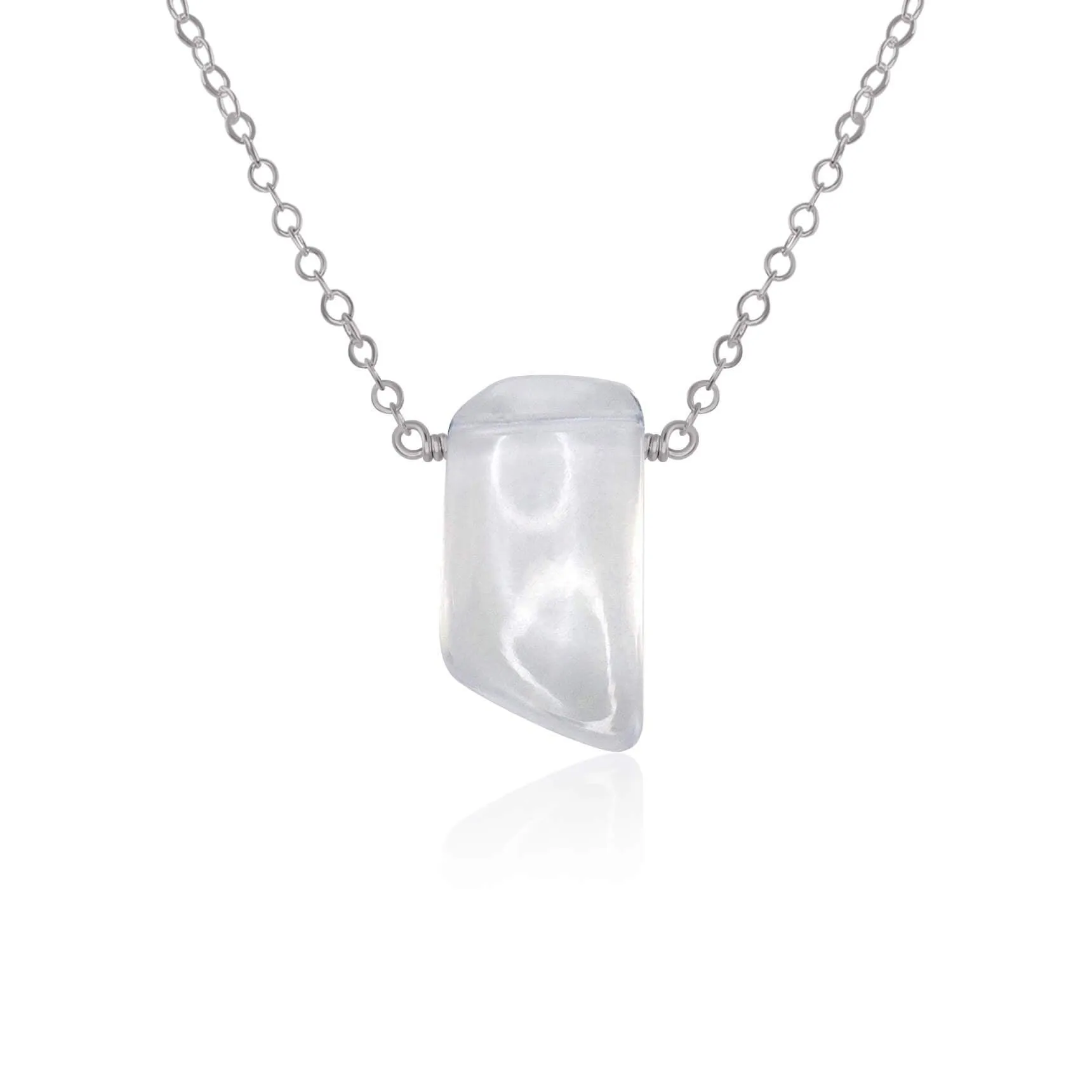Small Smooth Clear Crystal Quartz Crystal Slab Necklace