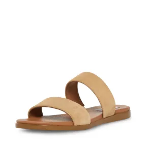 Steve Madden Dual Flat Sandals Double Strap Flat Sandals Taupe Suede Two Piece