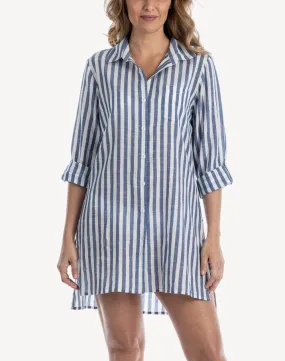 Stripe Beach Shirt Cover Up