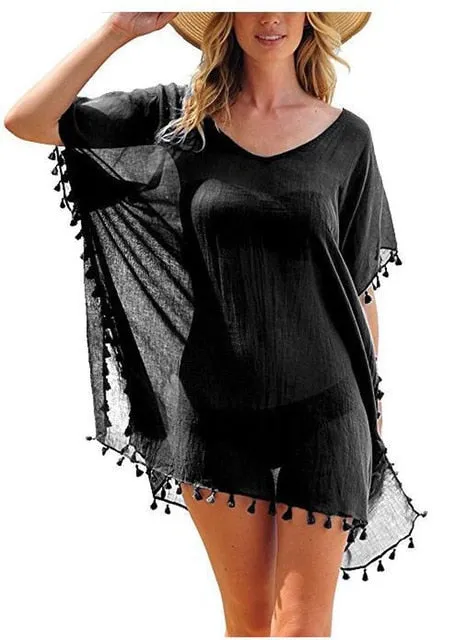 Summer Stylish Ladies' Bikini Cover-ups With Tassel For Beach