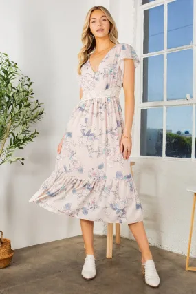 Talulla Lace Detailed Flutter Sleeve Ruffle Dress