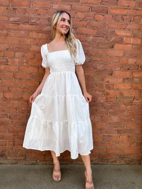 Tessa Tiered Long Dress with Puff Sleeves