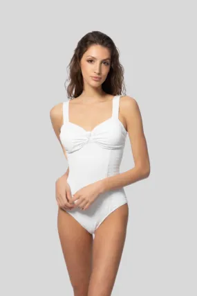Textured One Piece Swimsuit with Knot Front