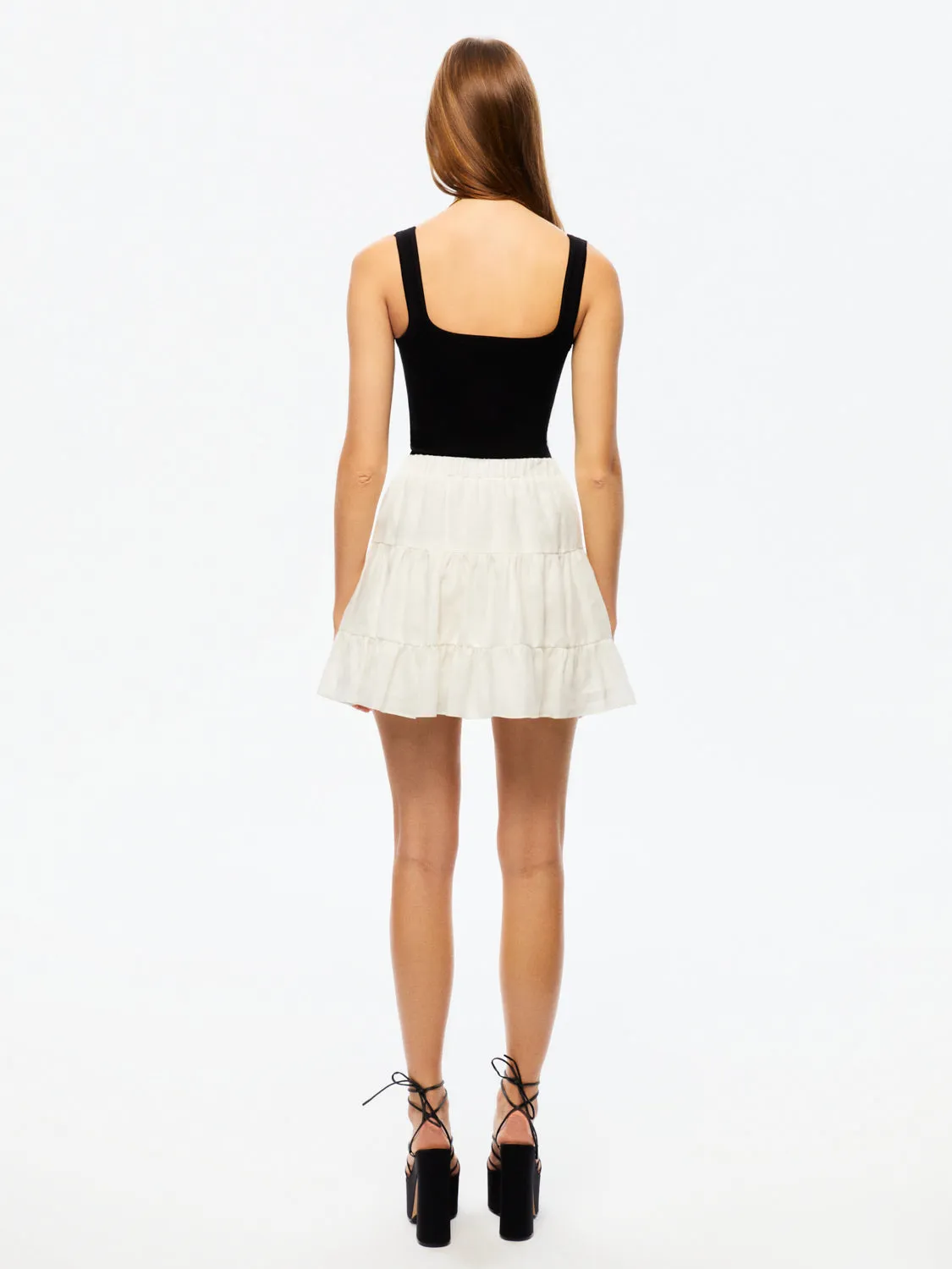 Tiered Mini Linen Skirt