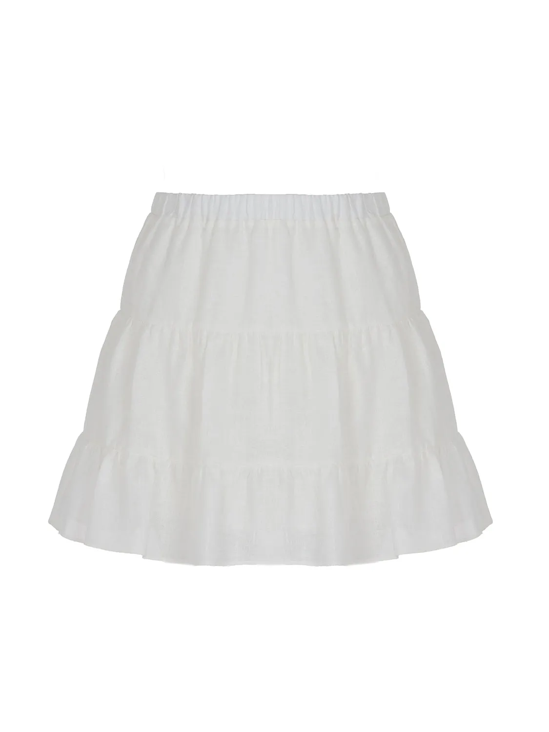 Tiered Mini Linen Skirt