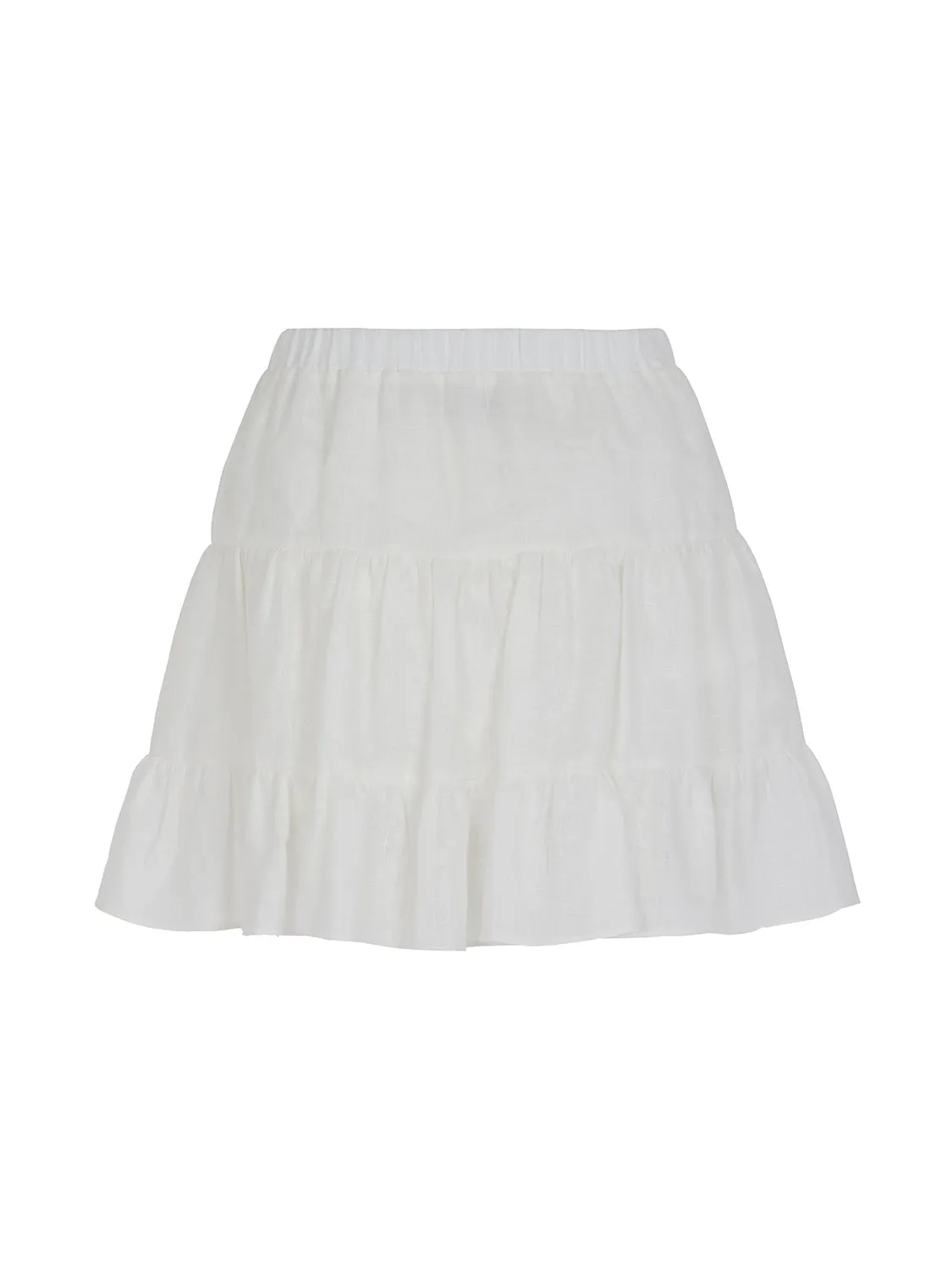 Tiered Mini Linen Skirt