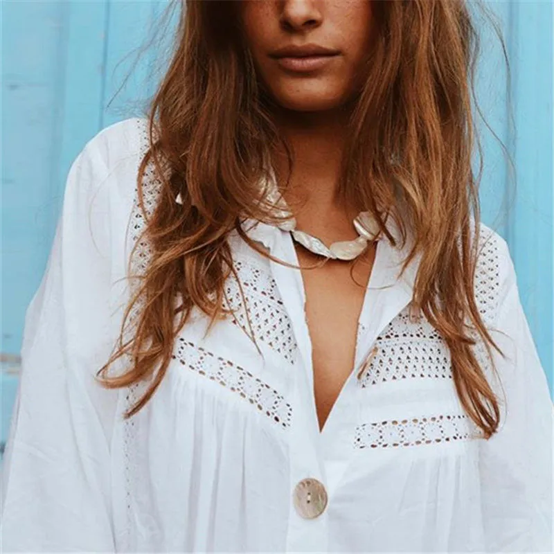VenusFox New Beach Cover up robe Plage Pocket Swimsuit Cover up Sarong Beach Shirt Tops Bathing Suit Women Beachwear Pareo Tunic #Q469