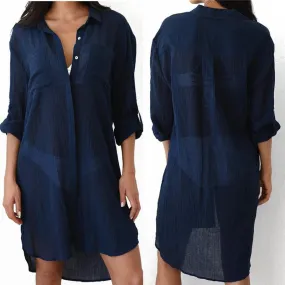 VenusFox New Beach Cover up robe Plage Pocket Swimsuit Cover up Sarong Beach Shirt Tops Bathing Suit Women Beachwear Pareo Tunic #Q469