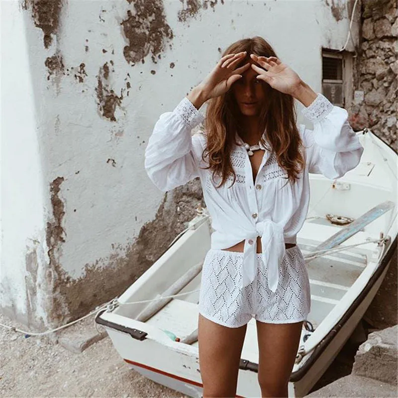 VenusFox New Beach Cover up robe Plage Pocket Swimsuit Cover up Sarong Beach Shirt Tops Bathing Suit Women Beachwear Pareo Tunic #Q469
