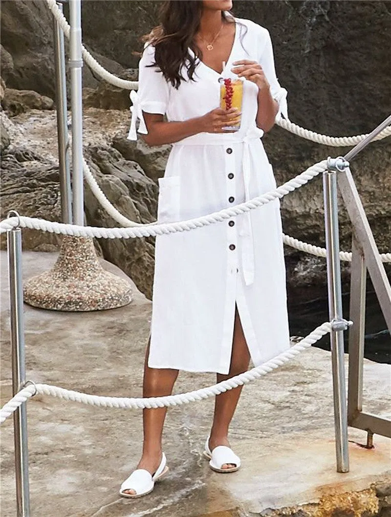 VenusFox New Beach Cover up robe Plage Pocket Swimsuit Cover up Sarong Beach Shirt Tops Bathing Suit Women Beachwear Pareo Tunic #Q469