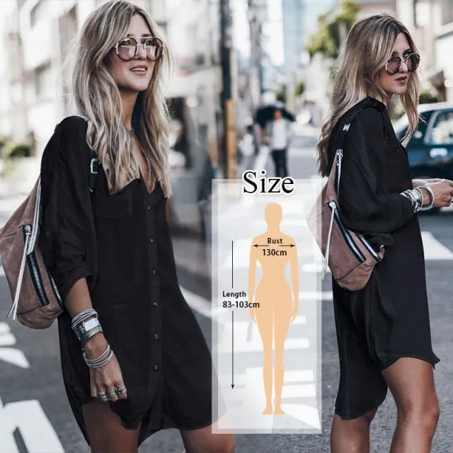 VenusFox New Beach Cover up robe Plage Pocket Swimsuit Cover up Sarong Beach Shirt Tops Bathing Suit Women Beachwear Pareo Tunic #Q469
