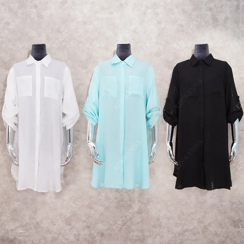 VenusFox New Beach Cover up robe Plage Pocket Swimsuit Cover up Sarong Beach Shirt Tops Bathing Suit Women Beachwear Pareo Tunic #Q469