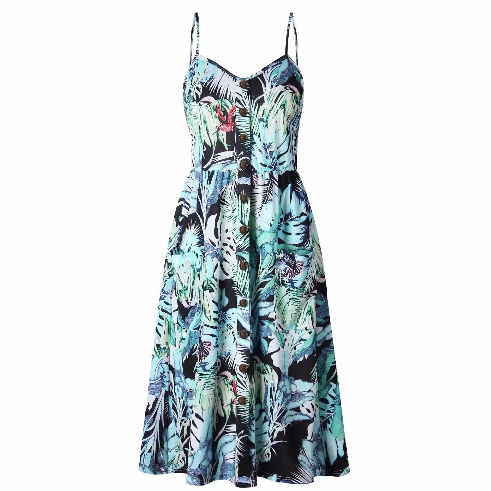 VenusFox Sleeveless Sexy Boho Midi Dress