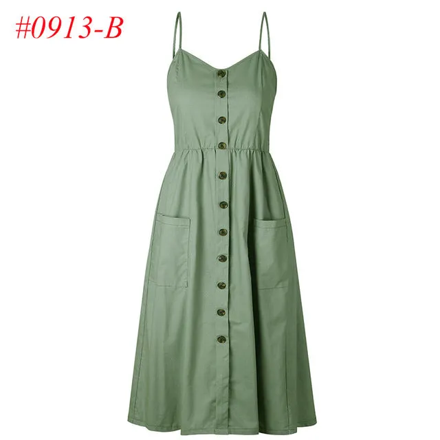 VenusFox Sleeveless Sexy Boho Midi Dress