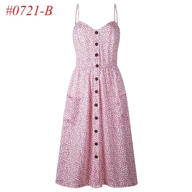 VenusFox Sleeveless Sexy Boho Midi Dress