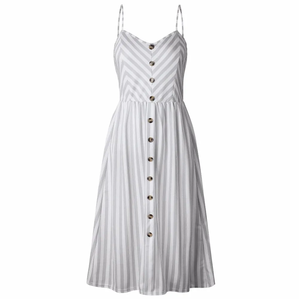 VenusFox Sleeveless Sexy Boho Midi Dress
