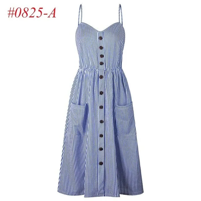 VenusFox Sleeveless Sexy Boho Midi Dress