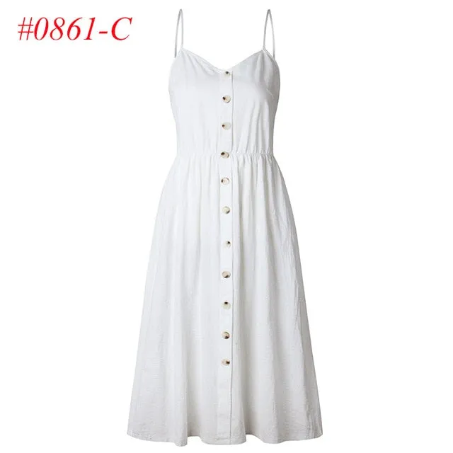 VenusFox Sleeveless Sexy Boho Midi Dress