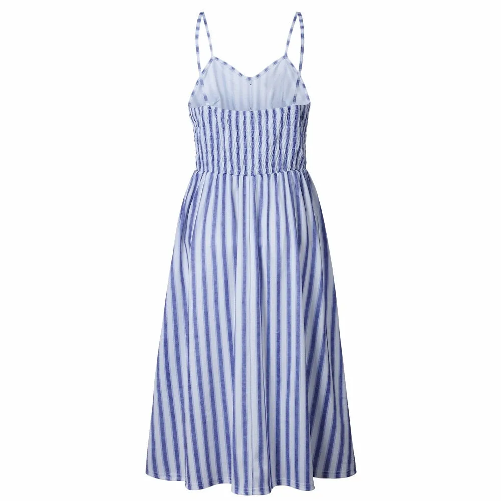 VenusFox Sleeveless Sexy Boho Midi Dress