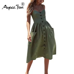 VenusFox Sleeveless Sexy Boho Midi Dress