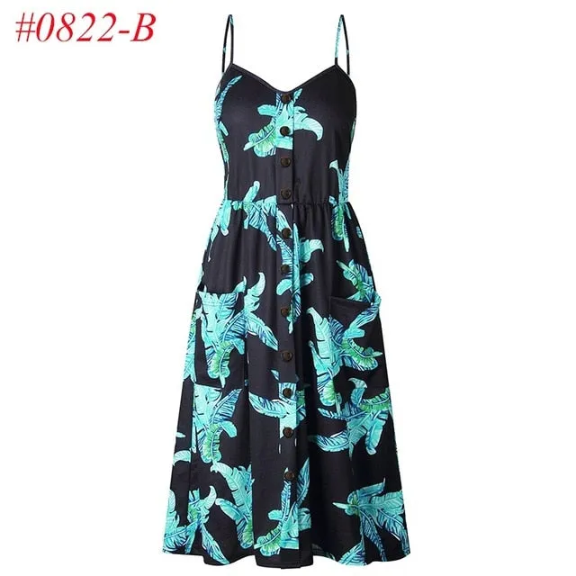 VenusFox Sleeveless Sexy Boho Midi Dress