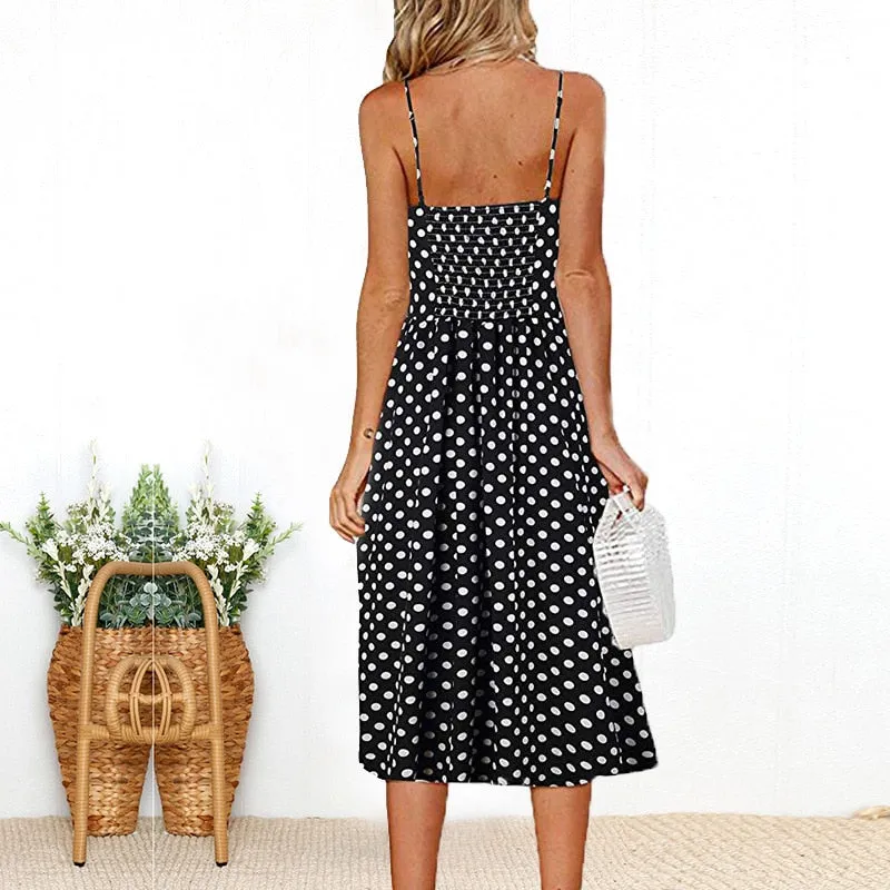 VenusFox Sleeveless Sexy Boho Midi Dress