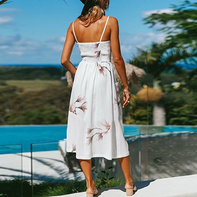 VenusFox Sleeveless Sexy Boho Midi Dress