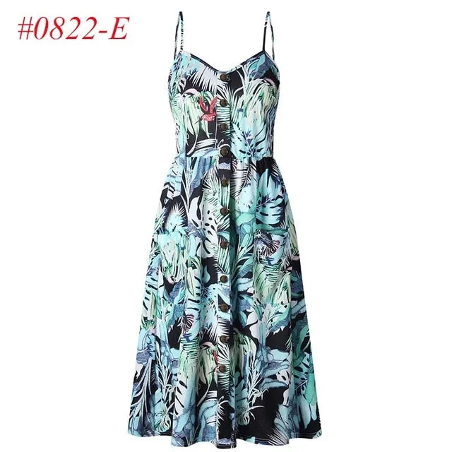 VenusFox Sleeveless Sexy Boho Midi Dress