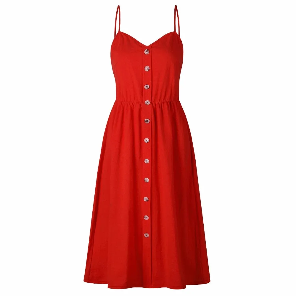 VenusFox Sleeveless Sexy Boho Midi Dress