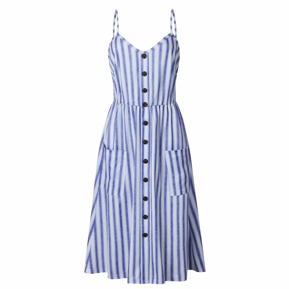 VenusFox Sleeveless Sexy Boho Midi Dress
